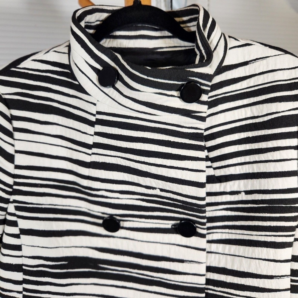 NEW Ann Taylor XLP $250 Black White Zebra Animal Print Double Breasted Peacoat - Picture 8 of 10